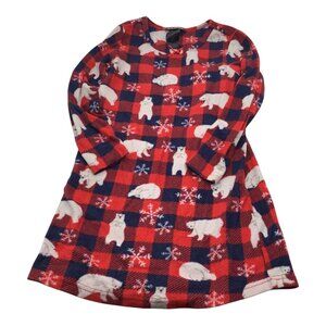Joe Boxer Christmas Polar Bear Toddler Girls 5T Winter Nightgown Sleepwear Plaid